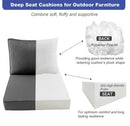 Knife Edge Medium Size 24"x26"x6" Outdoor Deep Seat Cushion, Water Repellent, Patio Deep Seat Backrest Cushion Insert & Cover Set AD001