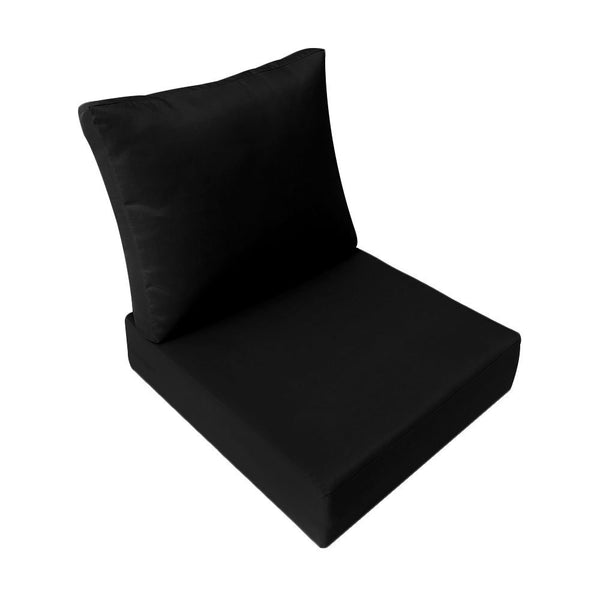 Knife Edge Medium Size 24"x26"x6" Outdoor Deep Seat Cushion, Water Repellent, Patio Deep Seat Backrest Cushion Insert & Cover Set AD109