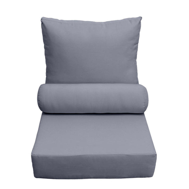 |COVER ONLY| Medium Size 24x26x6 Knife Edge Outdoor Deep Seat Backrest Cushion with Bolster, Water Repellent, Patio Cushion Slipcovers Replacement AD001