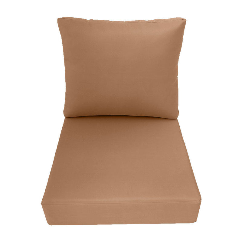Knife Edge Small Size 23"x24"x6" Outdoor Deep Seat Cushion, Water Repellent, Patio Deep Seat Backrest Cushion Insert & Cover Set AD104