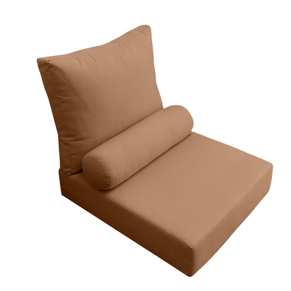 Small Size 23x24x6 Knife Edge Outdoor Deep Seat Backrest Cushion with Bolster, Water Repellent Patio Cushion Insert and Cover Set AD104