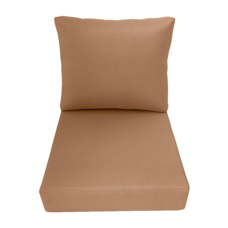 Small Size 23x24x6 Knife Edge Outdoor Deep Seat Backrest Cushion with Bolster, Water Repellent Patio Cushion Insert and Cover Set AD104