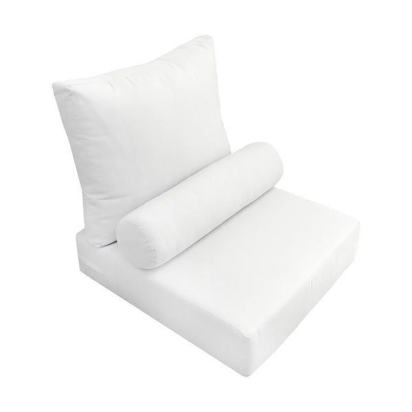 Small Size 23x24x6 Knife Edge Outdoor Deep Seat Backrest Cushion with Bolster, Water Repellent Patio Cushion Insert and Cover Set AD106