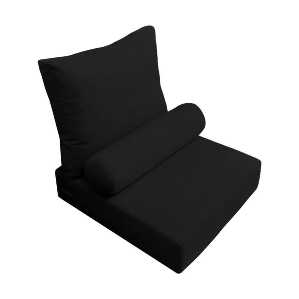 Small Size 23x24x6 Knife Edge Outdoor Deep Seat Backrest Cushion with Bolster, Water Repellent Patio Cushion Insert and Cover Set AD109