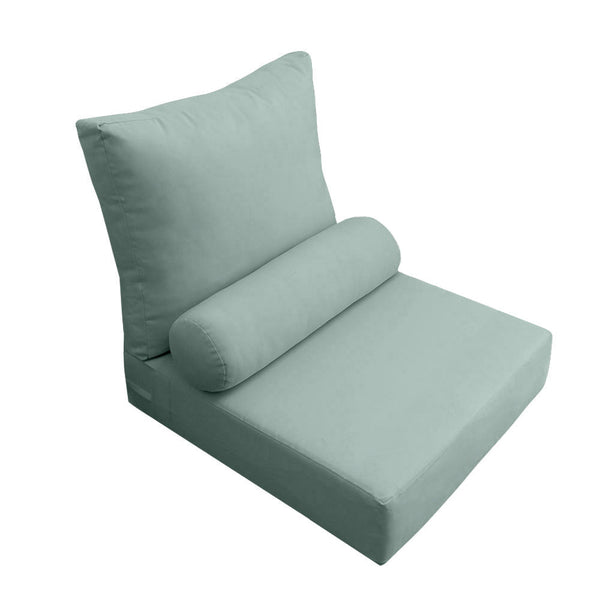 |COVER ONLY| Small Size 23x24x6 Knife Edge Outdoor Deep Seat Backrest Cushion with Bolster, Water Repellent, Patio Cushion Slipcovers Replacement AD002