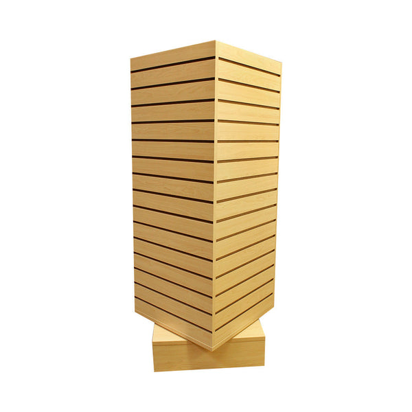 MAPLE 20'' x 20'' x 54'' Revolving Slatwall Floor Display Rotating Cube Tower 4 Sided Retail Fixture