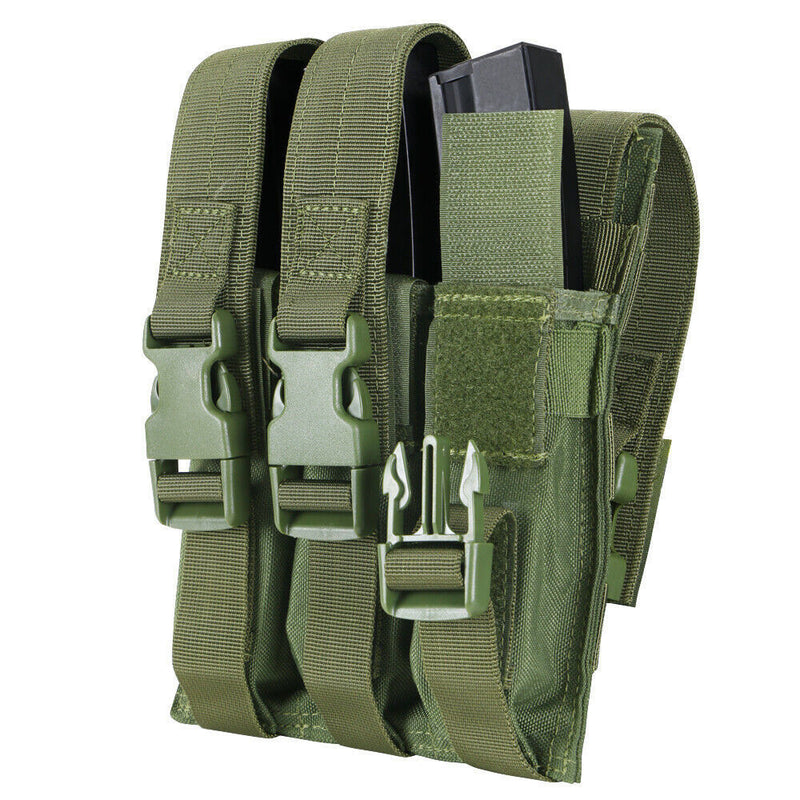 Condor MOLLE Triple Airsoft MP5 Magazine Mag Pouch .22 or 9mm Mag Ammo Flap PAL-OD GREEN