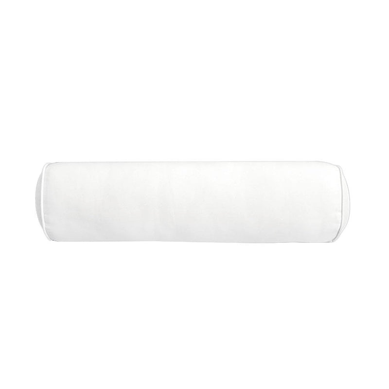 Piped Trim Large Size 26x6 Outdoor Bolster Pillow Water Repellent Decorative Bolster Pillow Insert and Cover Set For Patio Daybed Porch Swing AD106