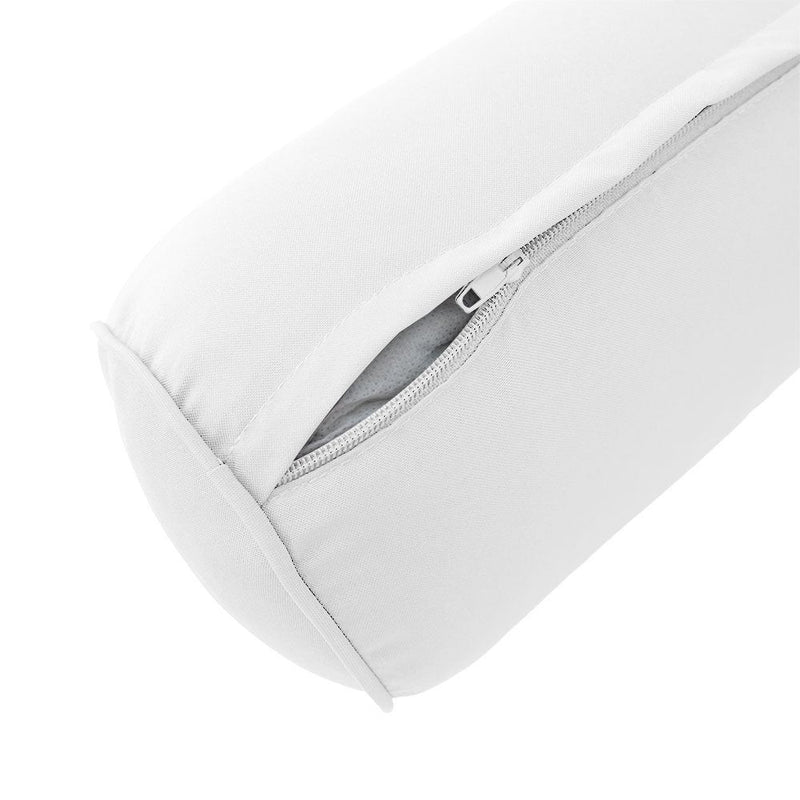 Piped Trim Large Size 26x6 Outdoor Bolster Pillow Water Repellent Decorative Bolster Pillow Insert and Cover Set For Patio Daybed Porch Swing AD106