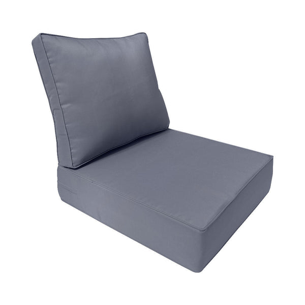 Piped Trim Small Size 23"x24"x6" Outdoor Deep Seat Cushion, Water Repellent, Patio Deep Seat Backrest Cushion Insert & Cover Set AD001