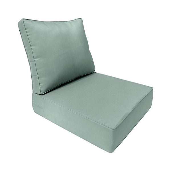 Piped Trim Small Size 23"x24"x6" Outdoor Deep Seat Cushion, Water Repellent, Patio Deep Seat Backrest Cushion Insert & Cover Set AD002