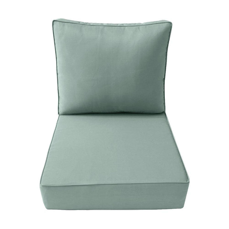 Piped Trim Small Size 23"x24"x6" Outdoor Deep Seat Cushion, Water Repellent, Patio Deep Seat Backrest Cushion Insert & Cover Set AD002