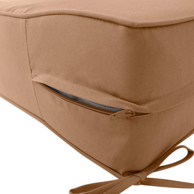 Piped Trim Small Size 23"x24"x6" Outdoor Deep Seat Cushion, Water Repellent, Patio Deep Seat Backrest Cushion Insert & Cover Set AD104