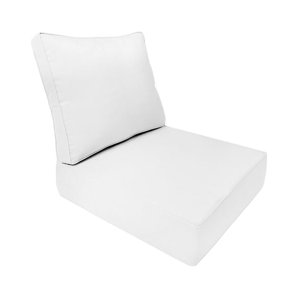 Piped Trim Small Size 23"x24"x6" Outdoor Deep Seat Cushion, Water Repellent, Patio Deep Seat Backrest Cushion Insert & Cover Set AD106