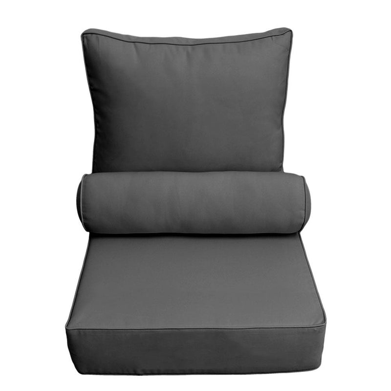 |COVER ONLY| Small Size 23x24x6 Piped Trim Outdoor Deep Seat Backrest Cushion with Bolster, Water Repellent, Patio Cushion Slipcovers Replacement AD003