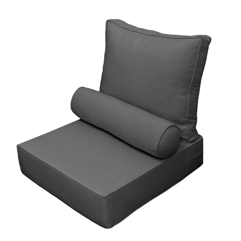 |COVER ONLY| Small Size 23x24x6 Piped Trim Outdoor Deep Seat Backrest Cushion with Bolster, Water Repellent, Patio Cushion Slipcovers Replacement AD003