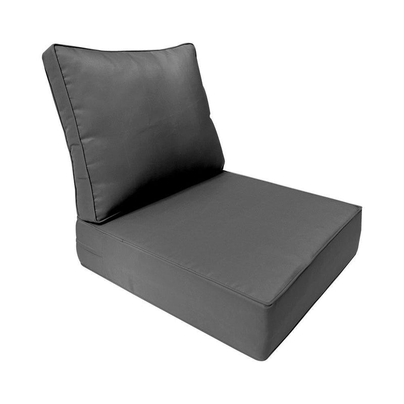 |COVER ONLY| Small Size 23x24x6 Piped Trim Outdoor Deep Seat Backrest Cushion with Bolster, Water Repellent, Patio Cushion Slipcovers Replacement AD003