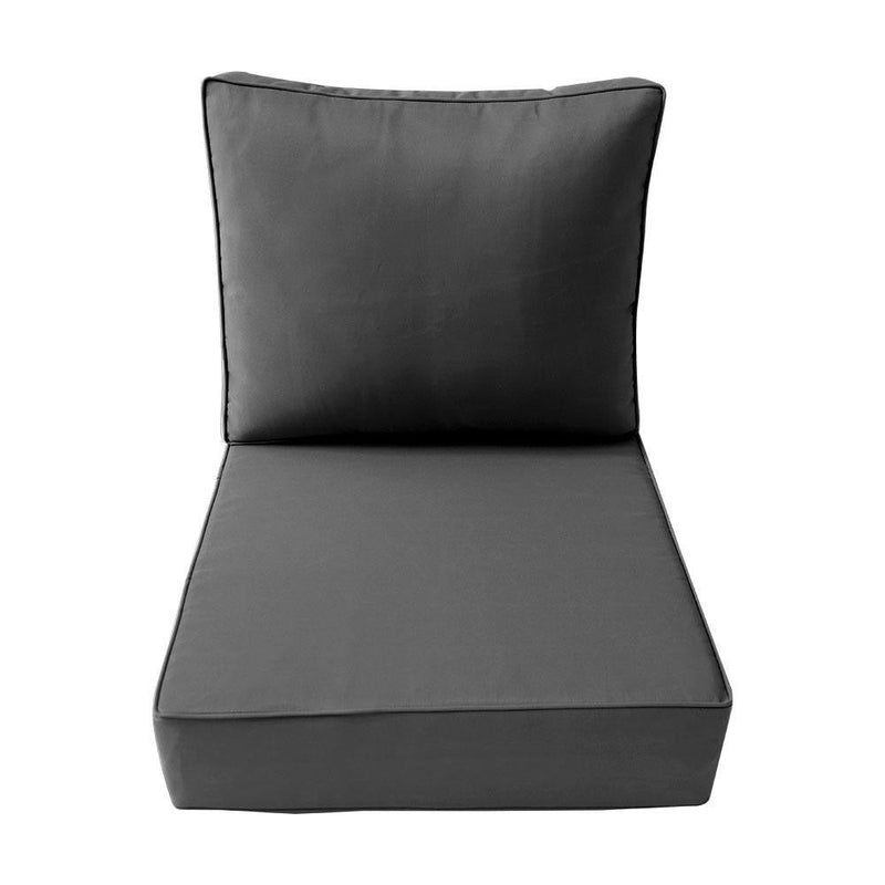 |COVER ONLY| Small Size 23x24x6 Piped Trim Outdoor Deep Seat Backrest Cushion with Bolster, Water Repellent, Patio Cushion Slipcovers Replacement AD003