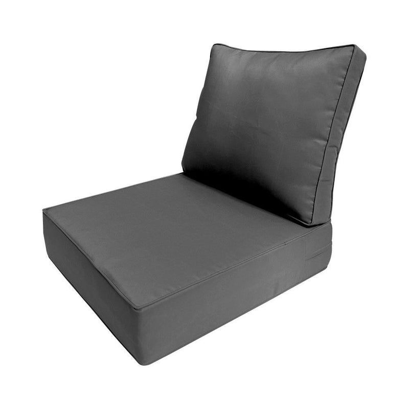 |COVER ONLY| Small Size 23x24x6 Piped Trim Outdoor Deep Seat Backrest Cushion with Bolster, Water Repellent, Patio Cushion Slipcovers Replacement AD003