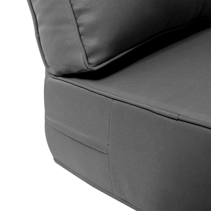 |COVER ONLY| Small Size 23x24x6 Piped Trim Outdoor Deep Seat Backrest Cushion with Bolster, Water Repellent, Patio Cushion Slipcovers Replacement AD003