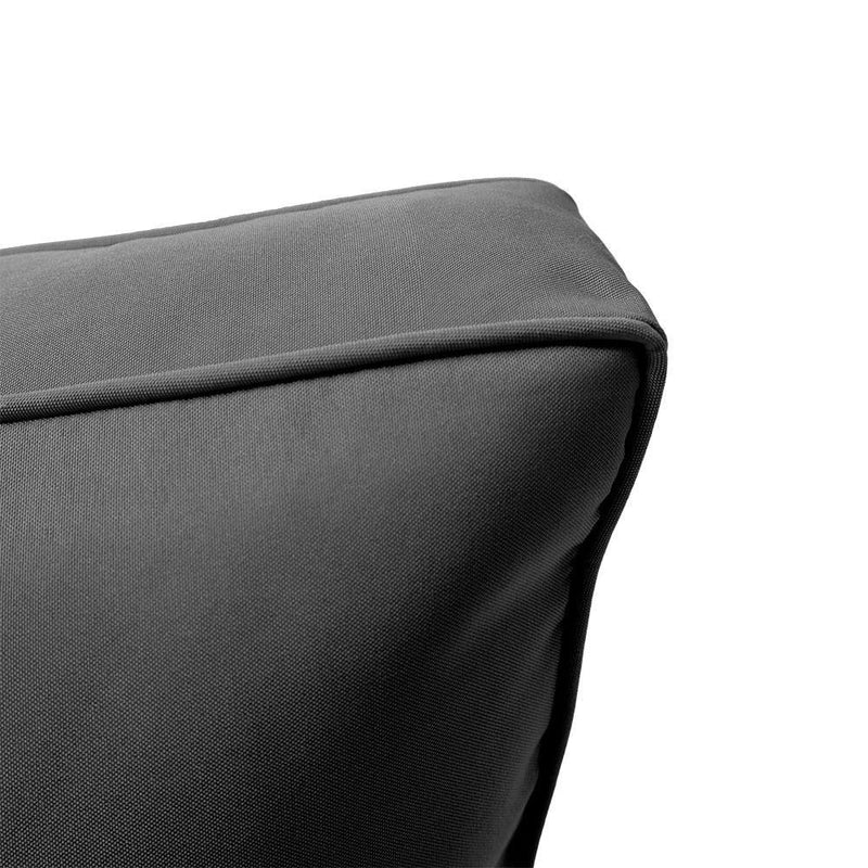 |COVER ONLY| Small Size 23x24x6 Piped Trim Outdoor Deep Seat Backrest Cushion with Bolster, Water Repellent, Patio Cushion Slipcovers Replacement AD003
