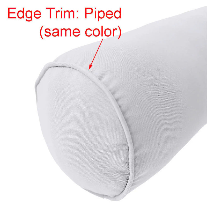 Piped Trim Small Size 23x6 Outdoor Bolster Pillow Water Repellent Decorative Bolster Pillow Insert and Cover Set For Patio Daybed Porch Swing AD001