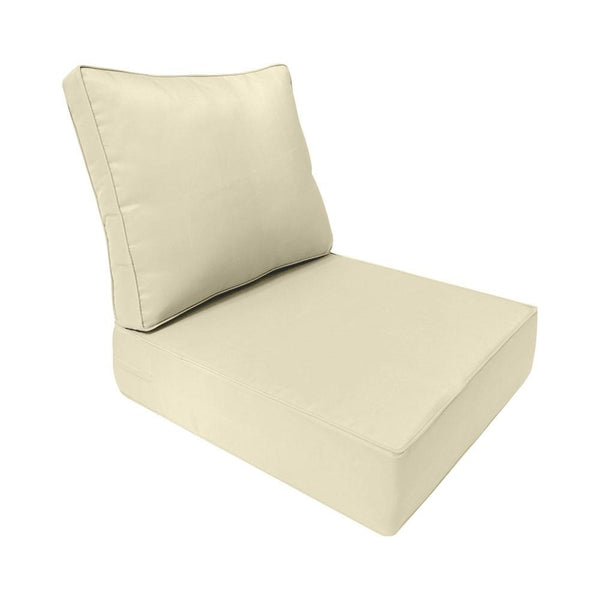 Piped Trim Large Size 26"x30"x6" Outdoor Deep Seat Cushion, Water Repellent, Patio Deep Seat Backrest Cushion Insert & Cover Set AD005