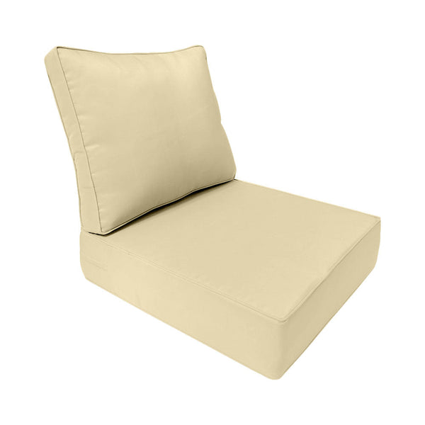 Piped Trim Large Size 26"x30"x6" Outdoor Deep Seat Cushion, Water Repellent, Patio Deep Seat Backrest Cushion Insert & Cover Set AD103