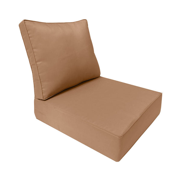 Piped Trim Large Size 26"x30"x6" Outdoor Deep Seat Cushion, Water Repellent, Patio Deep Seat Backrest Cushion Insert & Cover Set AD104