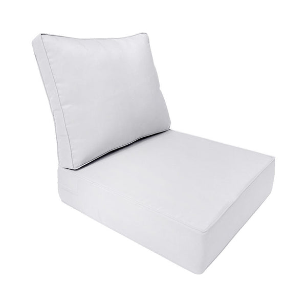 Piped Trim Large Size 26"x30"x6" Outdoor Deep Seat Cushion, Water Repellent, Patio Deep Seat Backrest Cushion Insert & Cover Set AD105