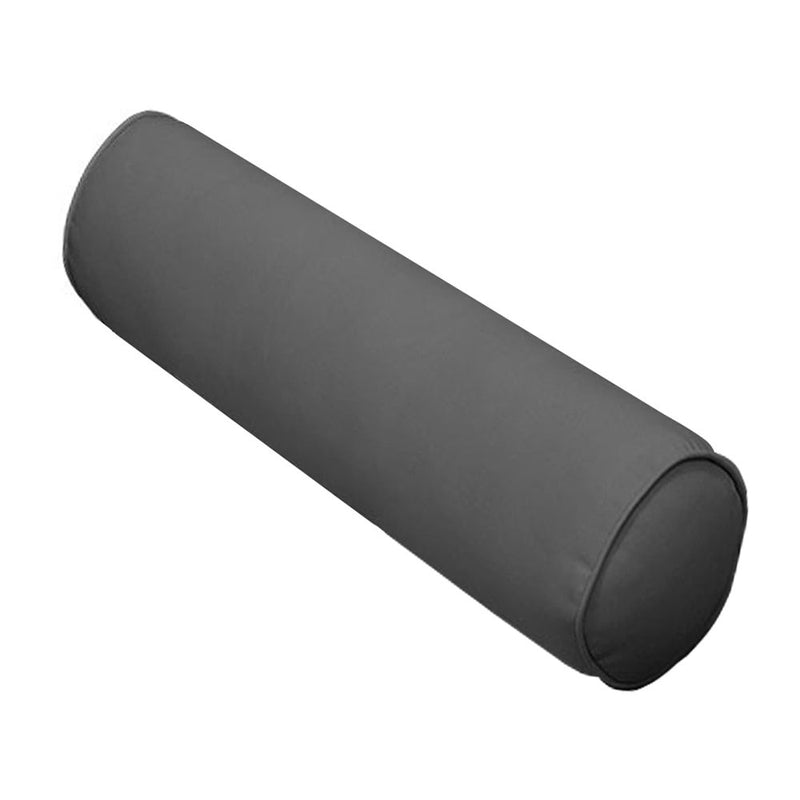 |COVER ONLY| Piped Trim Large Size 26x6 Outdoor Bolster Pillow Water Repellent Decorative Bolster Pillow for Porch Swing Couch Sofa Cushion Patio Furniture AD003