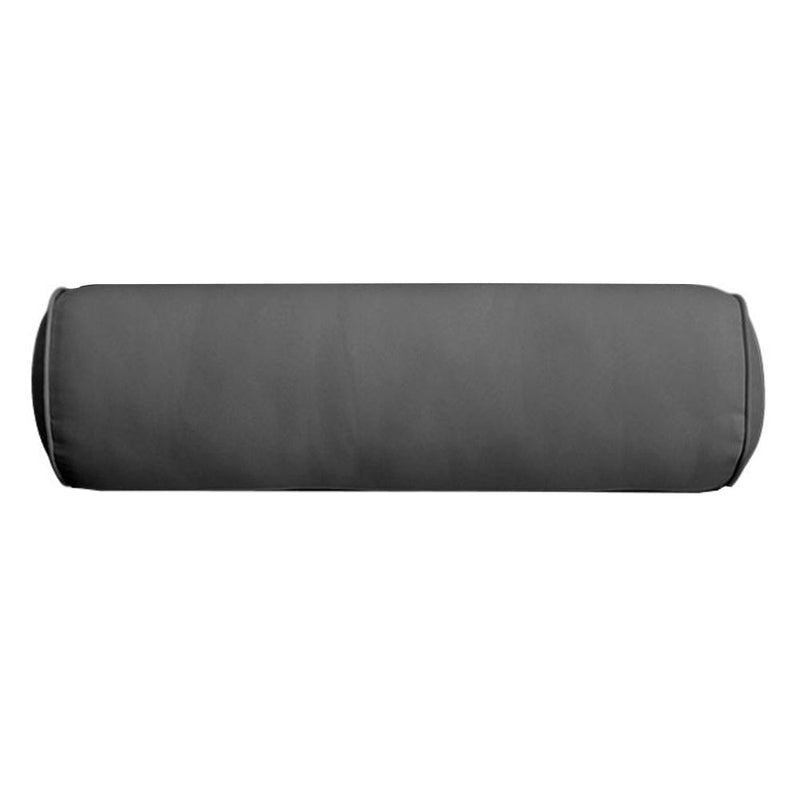 |COVER ONLY| Piped Trim Large Size 26x6 Outdoor Bolster Pillow Water Repellent Decorative Bolster Pillow for Porch Swing Couch Sofa Cushion Patio Furniture AD003