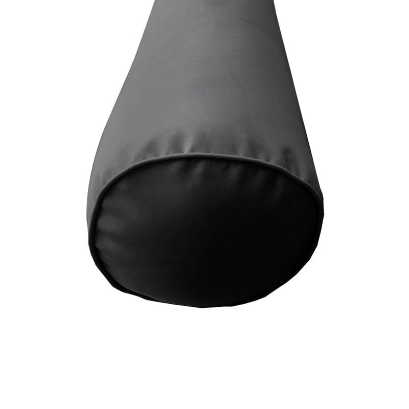 |COVER ONLY| Piped Trim Large Size 26x6 Outdoor Bolster Pillow Water Repellent Decorative Bolster Pillow for Porch Swing Couch Sofa Cushion Patio Furniture AD003