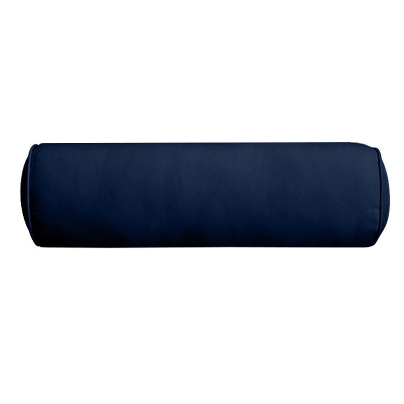 |COVER ONLY| Piped Trim Large Size 26x6 Outdoor Bolster Pillow Water Repellent Decorative Bolster Pillow for Porch Swing Couch Sofa Cushion Patio Furniture AD0101