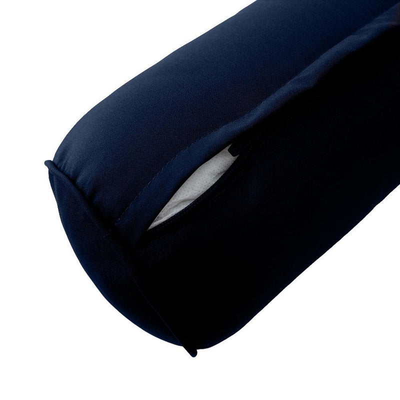 |COVER ONLY| Piped Trim Large Size 26x6 Outdoor Bolster Pillow Water Repellent Decorative Bolster Pillow for Porch Swing Couch Sofa Cushion Patio Furniture AD0101