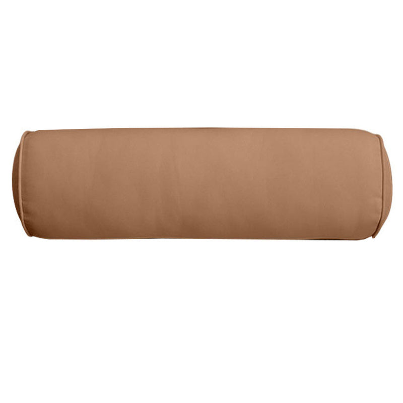 |COVER ONLY| Piped Trim Large Size 26x6 Outdoor Bolster Pillow Water Repellent Decorative Bolster Pillow for Porch Swing Couch Sofa Cushion Patio Furniture AD104