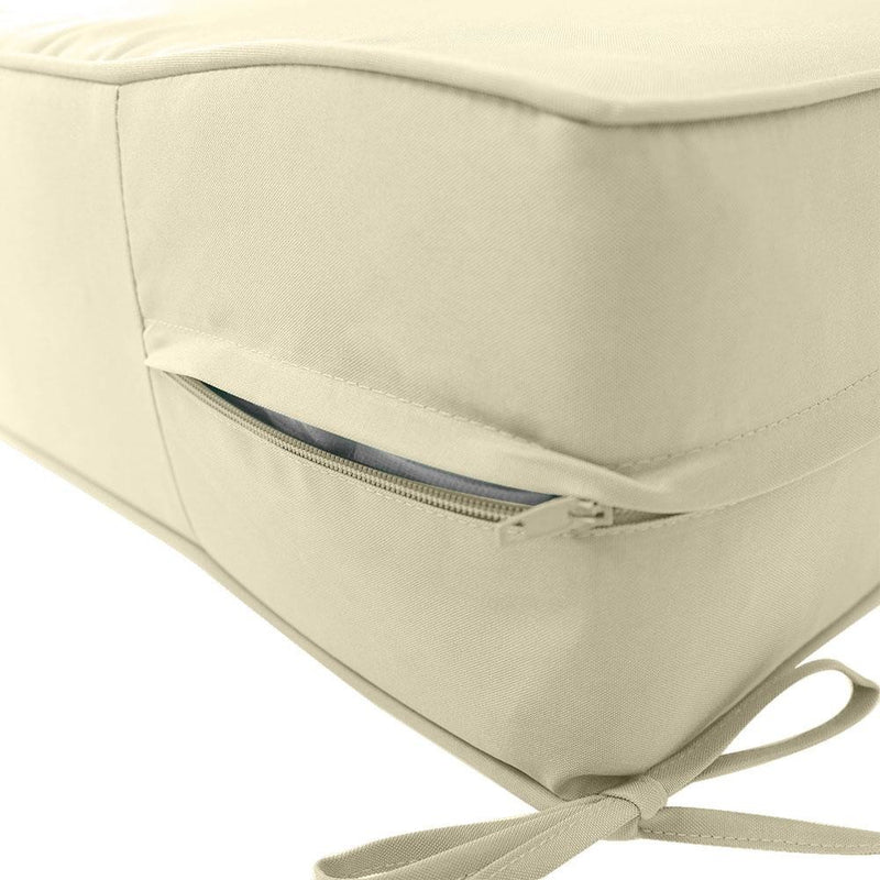 Piped Trim Medium Size 24"x26"x6" Outdoor Deep Seat Cushion, Water Repellent, Patio Deep Seat Backrest Cushion Insert & Cover Set AD005