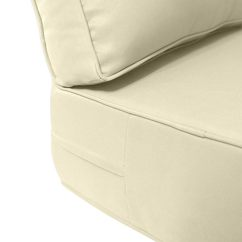 Piped Trim Medium Size 24"x26"x6" Outdoor Deep Seat Cushion, Water Repellent, Patio Deep Seat Backrest Cushion Insert & Cover Set AD005
