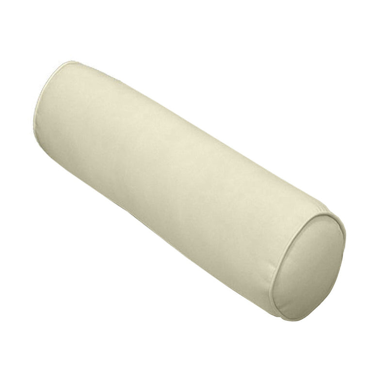|COVER ONLY| Piped Trim Medium Size 24x6 Outdoor Bolster Pillow Water Repellent Decorative Bolster Pillow for Porch Swing Couch Sofa Cushion Patio Furniture AD005