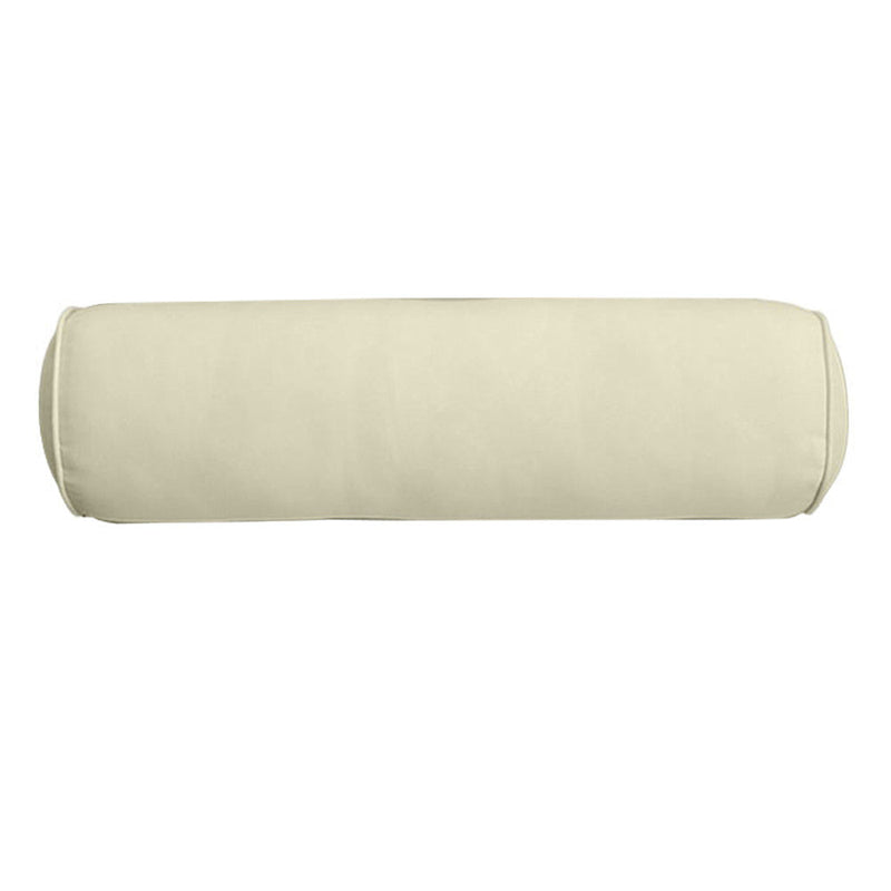 |COVER ONLY| Piped Trim Medium Size 24x6 Outdoor Bolster Pillow Water Repellent Decorative Bolster Pillow for Porch Swing Couch Sofa Cushion Patio Furniture AD005