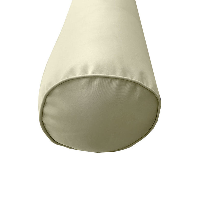 |COVER ONLY| Piped Trim Medium Size 24x6 Outdoor Bolster Pillow Water Repellent Decorative Bolster Pillow for Porch Swing Couch Sofa Cushion Patio Furniture AD005