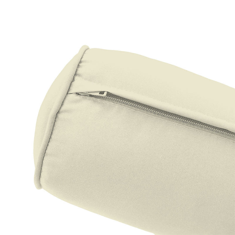 |COVER ONLY| Piped Trim Medium Size 24x6 Outdoor Bolster Pillow Water Repellent Decorative Bolster Pillow for Porch Swing Couch Sofa Cushion Patio Furniture AD005