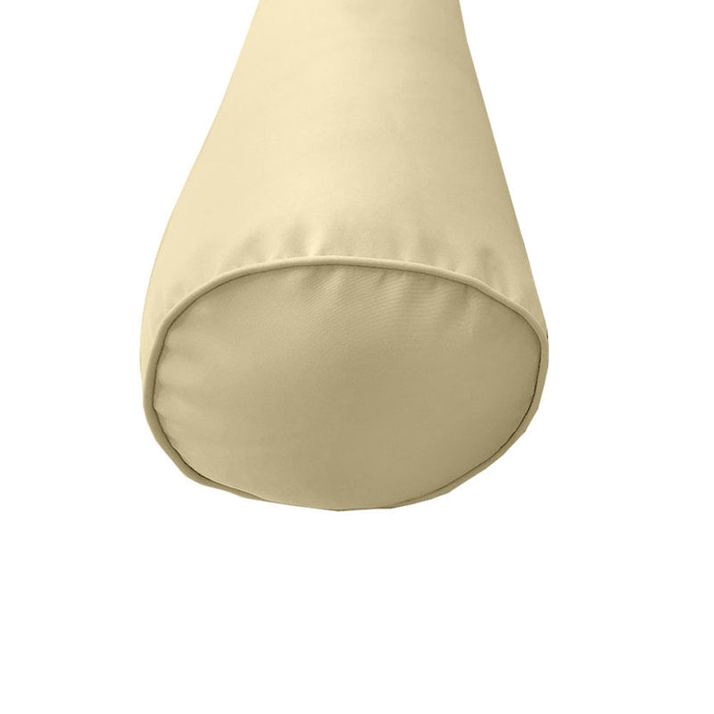 |COVER ONLY| Piped Trim Small Size 23x6 Outdoor Bolster Pillow Water Repellent Decorative Bolster Pillow for Porch Swing Couch Sofa Cushion Patio Furniture AD103