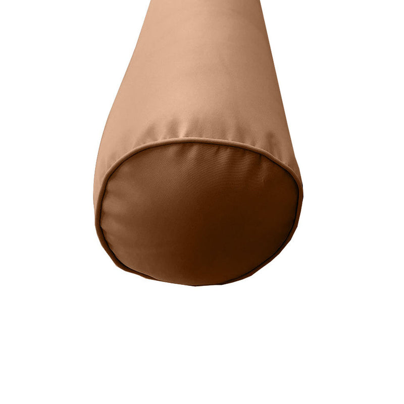 |COVER ONLY| Piped Trim Small Size 23x6 Outdoor Bolster Pillow Water Repellent Decorative Bolster Pillow for Porch Swing Couch Sofa Cushion Patio Furniture AD104