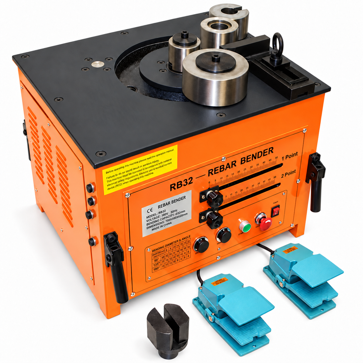 Portable Rebar Bender 1-1/4" (32mm) Capacity 3700W Electric 110V Steel Bar & Pipe Bending Machine