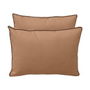 Five-piece pillow and bolster cushion set including seat cushion, two square back pillows, and two bolster pillows for indoor or outdoor seating.