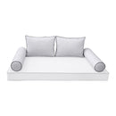 Modern outdoor daybed cushion set with two bolsters and two pillows, ideal for patio, porch, or indoor lounge spaces. — cover only