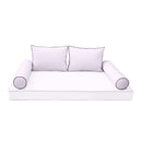 Modern outdoor daybed cushion set with two bolsters and two pillows, ideal for patio, porch, or indoor lounge spaces. — cover only