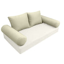 Elegant cushion and bolster set featuring refined craftsmanship and knife-edge detailing, designed for versatile indoor and outdoor comfort.