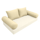 Elegant cushion and bolster set featuring refined craftsmanship and knife-edge detailing, designed for versatile indoor and outdoor comfort.